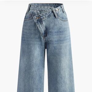 Asymmetrical Wide-Leg Women Jeans